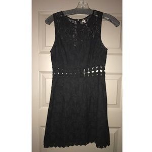 Free People Black Crochet Mini Dress